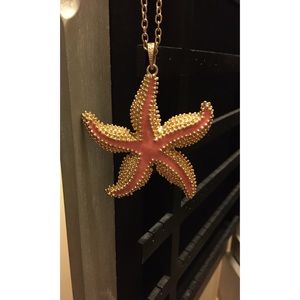 ✨Coral and Gold Starfish Necklace✨
